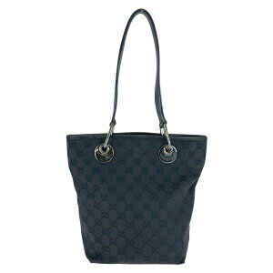Gucci GG Canvas Bag Tote Black Shoulder Leather